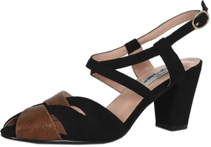 Lulu Hun CHERYL SLINGBACK imitación gamuza estampado cocodrilo BOMBAS tacón alto Rockabilly - Imagen 1 de 3