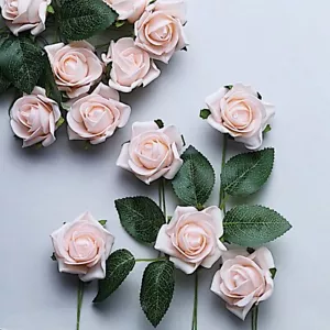 24 BLUSH 2" Mini FOAM ROSE Flowers Stems Wedding Events Decorations Supplies - Picture 1 of 8