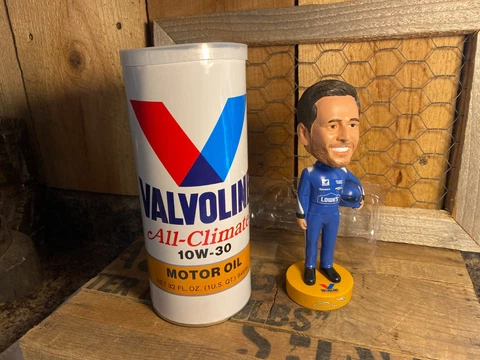 Jimmie Johnson Bobblehead in Valvoline Motor Oil Advertising Can Cover