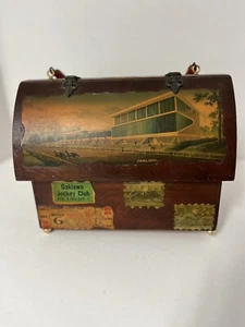 Decoupage Horse Racing handbag wooden purse vintage custom Jockey Club Tickets - Picture 1 of 7