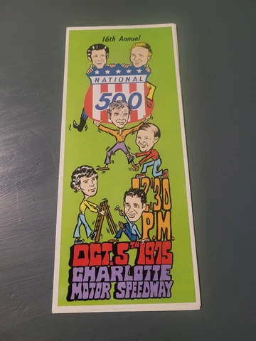 1975 Charlotte Motor Speedway National 500 Ticket Brochure Richard Petty Win Cover