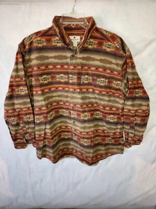 VTG Woolrich Striped Chamois Flannel Button Down Shirt Southwest Aztec Men's XL - Picture 1 of 3