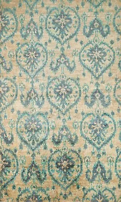 Transitional Damask Moroccan 5x8 Handmade Area Rug - Image 1 of 4