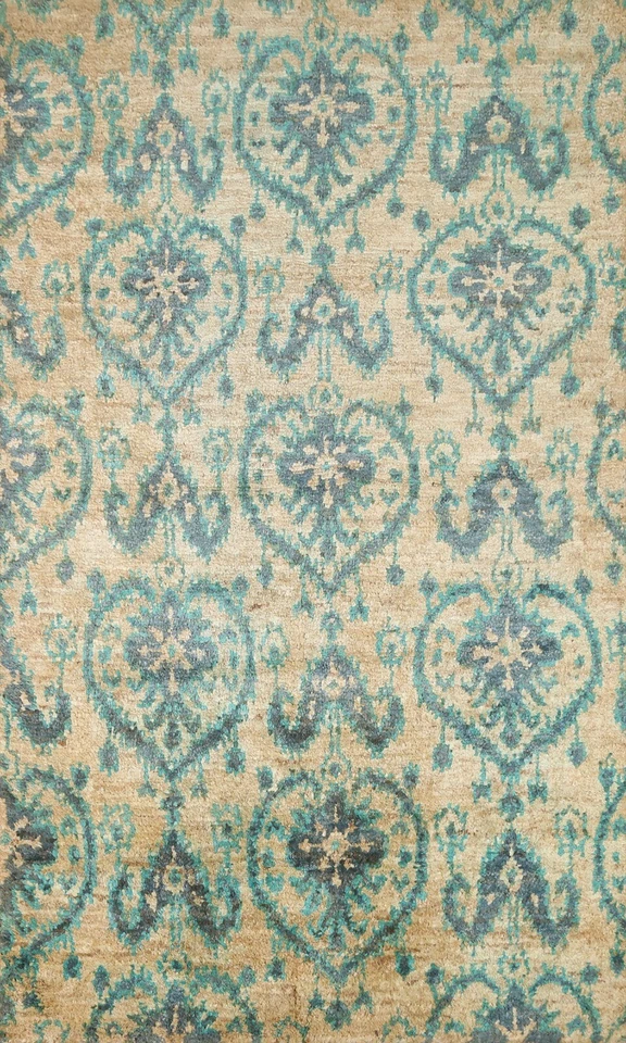 Transitional Damask Moroccan 5x8 Handmade Area Rug - Image 1 of 4