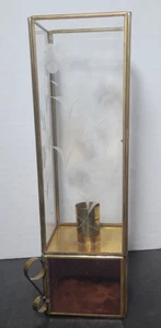 Vintage Kerzenhalter mit einem Kegel Via Vermont Mexico geätztes Glas Drehtür - Bild 1 von 22