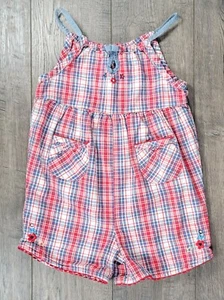 Faded Glory Baby Girl Clothes 3T Red & Blue Plaid Romper Outfit - Picture 1 of 2