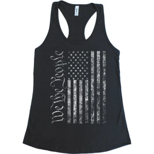 We the People amerikanische Flagge Distressed WEISS Tinte Siebdruck Damen Tank Top - Bild 1 von 1
