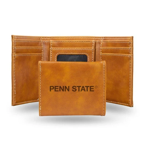 Penn State Nittany Lions Laser Engraved Leather Trifold Wallet [NEW] Billfold ID Cover