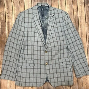 Stafford Linen Cotton Sport Coat Blazer 44L Mens Blue Suit Jacket Two Button - Picture 1 of 9