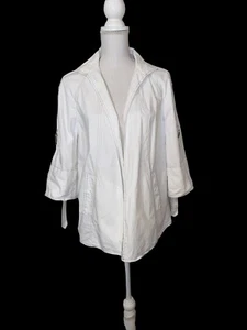 Blazer Lafayette 148 12 Chaqueta Costera Blanco Mangas con lengüeta enrollable Bolsillo Lagenlook - Imagen 1 de 12