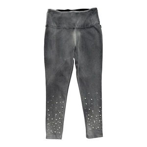 Athena Marie Women’s L Slimming Gray Ankle Leggings with Pearl Embellishments - Picture 1 of 7