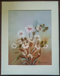 Pintura al óleo floral flores de margarita mate y firmada por F. Zimmerman - Imagen 1 de 7