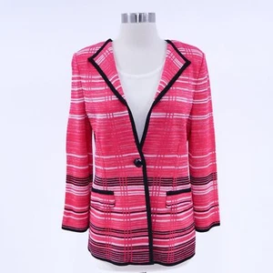 Ming Wang Cardigan Blazer Jacket Shell Top Set NEW Womens XS Pink Black Knit - Picture 1 of 13