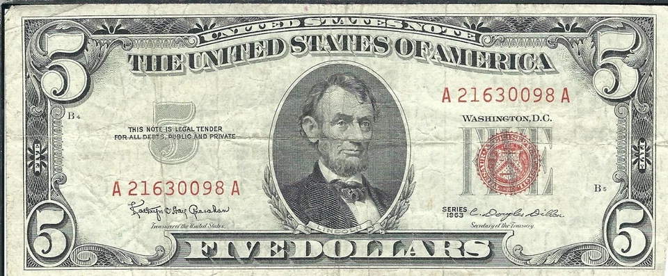 1963 $5.00 United States Note, Fr #1536, Fine (48158) - Image 1 of 1