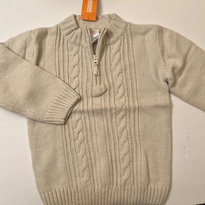NUEVO CON ETIQUETAS Niños 5T Gymboree HOLIDAY SHINE Mezcla de Algodón CABLE CUARTO CREMALLERA SUÉTER Beige Foto 1 de 4