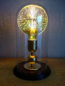 Steampunk Lamp - Christmas 3-D LED Bulb - Vintage Brass - 11" Tall Glass Dome - Picture 1 of 4