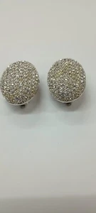 Clip-On Earrings - Very Sparkly Oval Shaped - no Markings - #3 - Picture 1 of 4