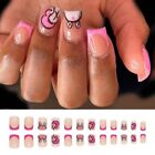 24pcs Manicure DIY Fake Nials False Nails French Pink Cartoon Snail Short Square