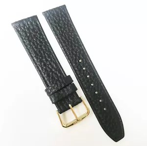 NUEVA Banda Cuero Genuino Tono Negro Grano Búfalo 20mm Hebilla de Reloj Banda - Imagen 1 de 5