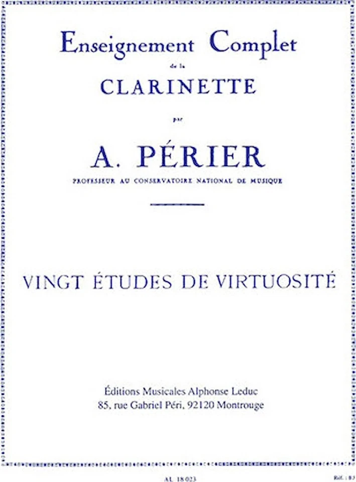 Vingt Etudes de Virtuosite pour Clarinette - 20 Virtuosic Studies for Clarinet - Image 1 of 1