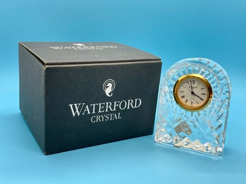 Waterford Crystal Gold Rimmed Dome Clock 3-3/8” - EUC w/ Original Box! Cover
