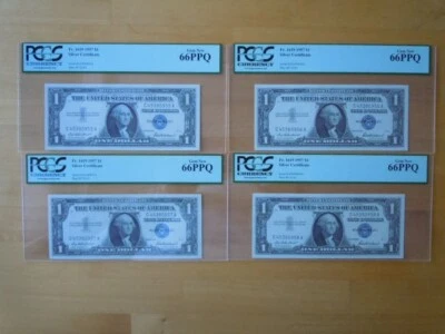 (4) 1957 $1 Consecutive Blue Seal Silver Certificates PGCS Graded 66 PPQ - Image 1 of 4