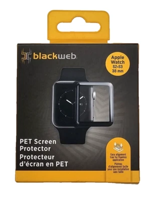 Protector de pantalla PET de alta definición web negro Apple Watch Series S2 S3 (38 mm) nuevo en caja Foto 1 de 4