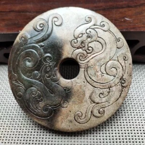 Statua carta drago di giada da collezione cinese scolpita a mano rara He Tian 1853 - Foto 1 di 7
