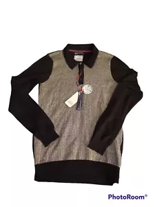 Le Shark Rutto Mens Lng Slv Polo Black White Classic NWT Size L - Picture 1 of 8