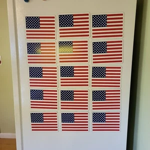 Magnetic Sheeting American Flags 15 In Each 7.5" X 5 3/4" Refrigerator Car Shop - Picture 1 of 5