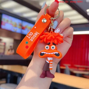 New Disney Inside Out 2 Anxiety 3D PVC Bags Hanger Pendant Keychains Key Rings - Picture 1 of 2