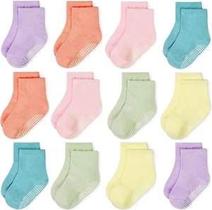 Baby Socks Boys Girls, 12 Pairs Non Slip Socks anti Skid Sticky Cotton Socks for - Picture 1 of 7