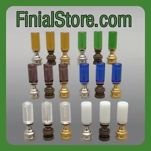 Glass Pillar Lamp Finials Translucent/Opaque Nickel/Polished/Antique Brass Bases - Picture 1 of 26