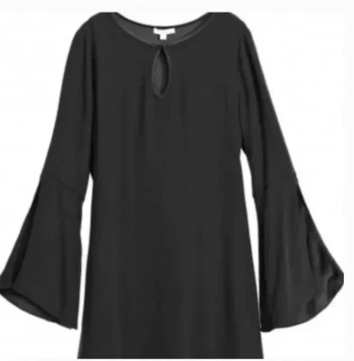 Calypso St Barth Black Sulisa Silk Keyhole Bell Sleeve Dress Sz Small EUC - Image 1 of 4