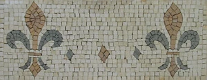 Handmade Fleur De Lys Border Art Decor Marble Mosaic - Picture 1 of 1