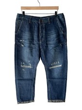 Man X One Teaspoon Size 34R Mr. Browns Linen Blend Cropped Jeans Indigo - New