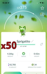 50x Sprigatito Pokemon Bundle !! Good Chance of Lucky and Good IVs !! Go - Picture 1 of 1