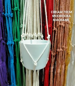CLEARANCE 2 for $5.50 - MEDIUM macrame Pot plant holder hanger in CREAM/NATURAL - Picture 1 of 6