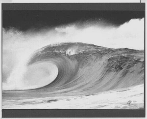 20 FOOT WAVE: WAMEA BAY SHOREBREAK BLACK AND WHITE PHOTO ON 8X10" MATT - Picture 1 of 1