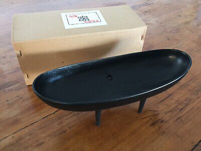 Mid-century 50s Japanese Black Cast Iron Three-Footed Bowl Vessel Ikebana Tripod • 3,219.12$