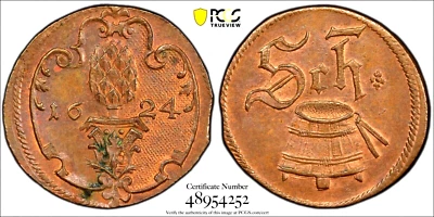 1624 German States Augsburg Scheffelmarke Token, PCGS MS 64, Germany - Image 1 of 2