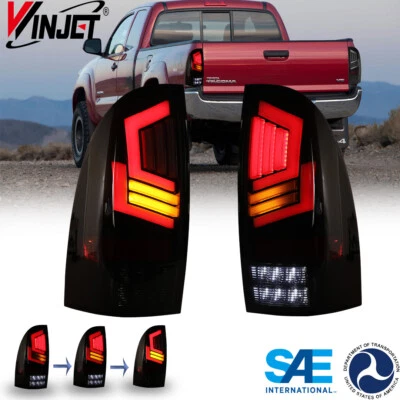 LED Sequential Tail Lights For 2005-2015 Toyota Tacoma Smoke Brake Signal Lamps - Image 1 of 4