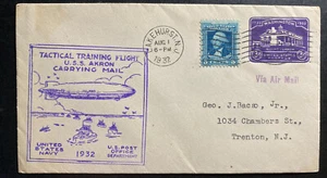 1932 Lakehurst NJ USA First Day Cover USS Akron Zeppelin ZRS4 Tactical Training - Picture 1 of 2