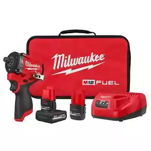 Milwaukee 2563-22 Cordless Stubby Impact Wrench Kit M12 FUEL 12V 1/2" - Picture 1 of 5