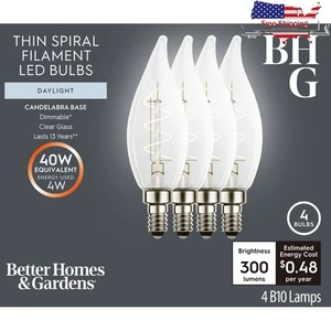 Dimmable LED Vintage Light Bulbs 4W E12 Candelabra Base 4PK Daylight 5000K New - Picture 1 of 10