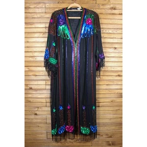 Sparkling Exclusive Vintage Silk Sequin and Beaded Duster Opera Robe Special - Picture 1 of 21