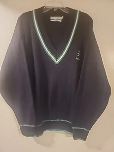 Celtic Country M Ireland Irish Shamrock Sweater Navy Blue Green Trim Unisex - Picture 1 of 5