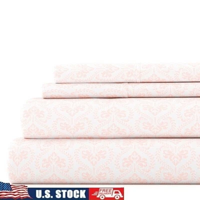 Microfiber Bed Sheet Set King 4 Piece Deep Pocket Hypoallergenic Soft Durable - Image 1 of 4