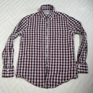 Camicia Brunello Cucinelli uomo media rossa lino check manica lunga abbottonata - Foto 1 di 8