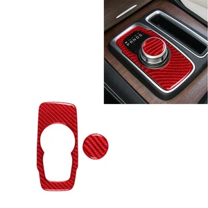 2Pcs Red Carbon Fiber Interior Gear Shift Cover Trim For 2015-2022 Chrysler 300 - Imagen 1 de 9